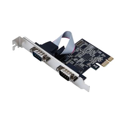 Asix AX99100 PCIe to Dual Port Serial RS232 DB9 Riser Adapter