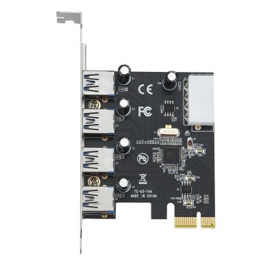 PCIe x1 To 4 External Port USB 3.0 Ports Express Expansion Card With 4 Pin Power